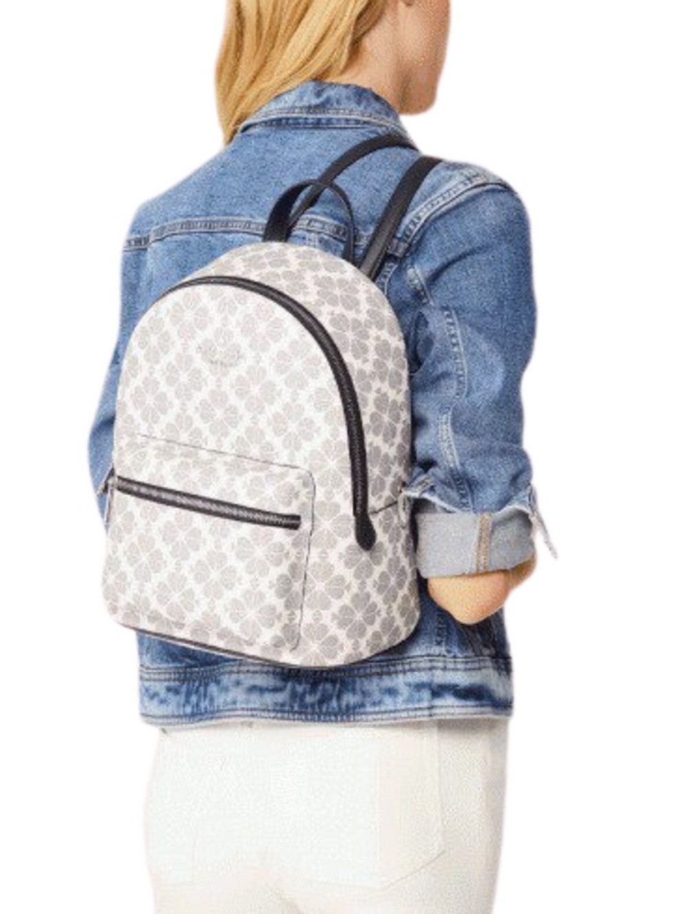 kate spade NWOT off white & navy Spade flower medium backpack brand new